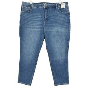 NWT Terra & Sky Women's Straight High Rise‎ Stretch Blue Denim Jeans Plus Sz 26W